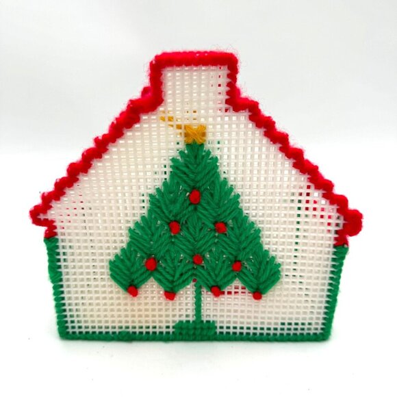 Vintage Christmas napkin holder. Handmade/ handcrafted kitsch kitchen card holde - Picture 4 of 8